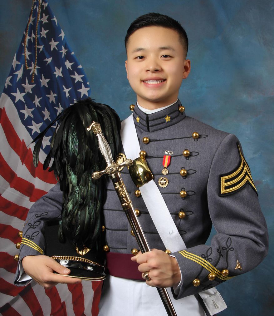 FILE - In this undated photo provided by the United States Military Academy at West Point, N.Y., USMA cadet Peter L. Zhu is shown. In a decision dated Thursday, May 16, 2019, a judge cleared the way for the parents of Zhu, who was fatally injured in a skiing accident, to use his frozen sperm to produce a child. (United States Military Academy via AP, File)