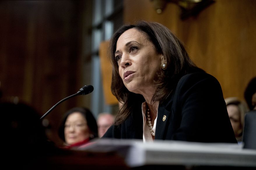 In this Wednesday, May 1, 2019, file photo, Sen. Kamala Harris, D-Calif., speaks on Capitol Hill in Washington. (AP Photo/Andrew Harnik, File)
