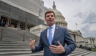 Rep. Eric Swalwell, D-Calif., departs as the Senate and the House of Representatives shut down for the week-long Memorial Day recess, at the Capitol in Washington, Thursday, May 23, 2019. Swalwell, who serves on the House Intelligence Committee and the House Judiciary Committee, is one of more than 20 Democrats running for president. (AP Photo/J. Scott Applewhite) ** FILE **