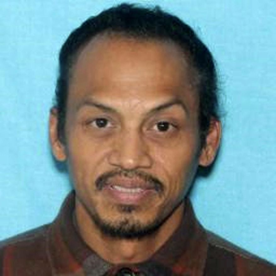 This undated booking photo provided by the Idaho State Police shows Jonathan Llana.  A search was underway Thursday, May 23, 2019, in southern Idaho for Llana, suspected of shooting and killing a motorist on a Utah highway, Idaho State Police said in a statement. (Idaho State Police via AP)