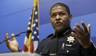FILE - In this May 21, 2019, file photo, San Francisco Police Chief William Scott speaks during a news conference in San Francisco. The union representing San Francisco police officers is calling for its chief to resign over his handling of the police raid of a freelance journalist&#x27;s home and office. Chief Scott acknowledged Friday, May 24, that the searches were probably illegal and apologized for the way his department handled the investigation into who leaked a confidential police report to Bryan Carmody. The police union fired back on Saturday, May 25, saying Scott ordered the investigation, knew Carmody was a journalist and deceived the sergeant who wrote the search warrant. (AP Photo/Eric Risberg, File)