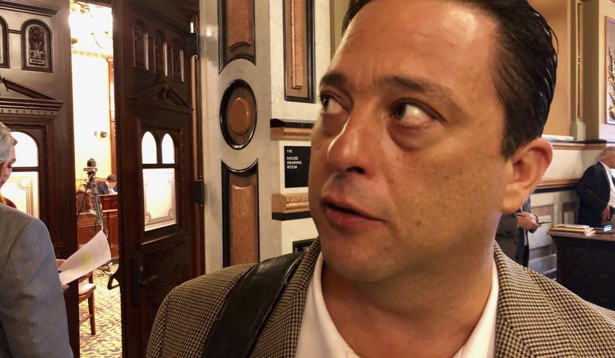 Rep. Robert Rita D-Blue Island, discusses his plan to expand casino gambling Monday, May 27, 2019 photo, after a committee gave Rita permission to proceed. (John O'Connor/The Associated Press).
