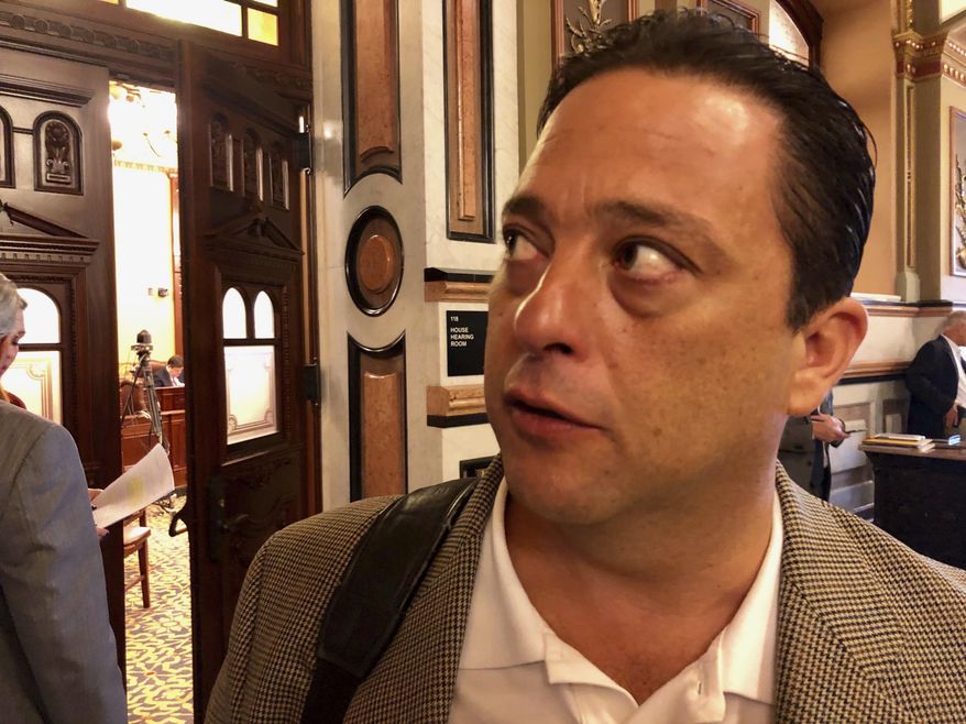 Rep. Robert Rita D-Blue Island, discusses his plan to expand casino gambling Monday, May 27, 2019 photo, after a committee gave Rita permission to proceed. (John O'Connor/The Associated Press).