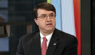 U.S. Secretary of Veterans Affairs Robert Wilkie is shown in this file photo from his appearance on the Fox News Channel&#x27;s &quot;Outnumbered Overtime with Harris Faulkner&quot; in New York, Thursday, May 23, 2019. (AP Photo/Richard Drew) ** FILE **