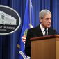 Special counsel Robert Mueller speaks at the Department of Justice Wednesday, May 29, 2019, in Washington, about the Russia investigation. (AP Photo/Carolyn Kaster)