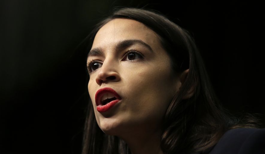 In this April 5, 2019, file photo, Rep. Alexandria Ocasio-Cortez, D-N.Y., speaks during the National Action Network Convention in New York. (AP Photo/Seth Wenig, File) ** FILE **
