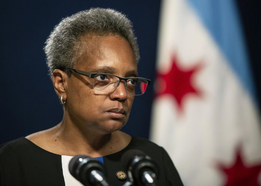 Chicago Mayor Lori Lightfoot holds a press conference at City Hall to address the federal indictment filed against Chicago Alderman Ed Burke and demand he resign immediately, Friday, May 31, 2019, in Chicago. (Ashlee Rezin/Chicago Sun-Times via AP)  ** FILE **