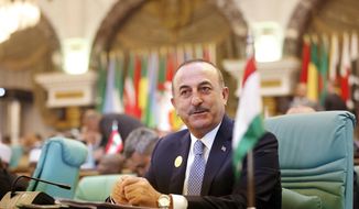 Turkey&#39;s Foreign Minister Mevlut Cavusoglu attends Islamic Summit of the Organization of Islamic Cooperation (OIC) in Mecca, Saudi Arabia, early Saturday, June 1, 2019. Muslim leaders from some 57 nations gathered in Islam&#39;s holiest city of Mecca late Friday to discuss a breadth of critical issues ranging from a spike in tensions in the Persian Gulf, to Palestinian statehood, the plight of Rohingya refugees and the growing threat of Islamophobia. (AP Photo/Amr Nabil)