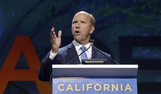 Democratic presidential candidate Rep. John Delaney, D-Md., speaks during the 2019 California Democratic Party State Organizing Convention in San Francisco, Sunday, June 2, 2019. (AP Photo/Jeff Chiu)
