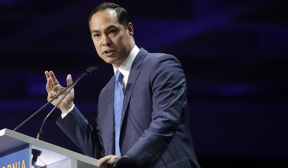 &quot;What that means is that just because a woman — or let&#39;s also not forget someone in the trans community, a trans female — is poor, doesn&#39;t mean they shouldn&#39;t have the right to exercise that right to choose,&quot; Julian Castro said. (Associated Press)