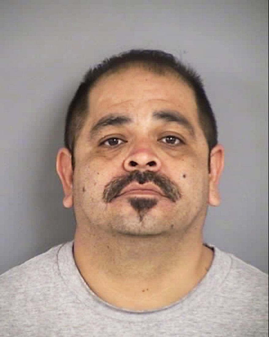 File - This undated Clark County Detention Center file booking photo shows Anthony Louis Villanueva, 41, of Las Vegas. A former security guard on Las Vegas-area transit buses was sentenced to five years' probation after admitting he fatally injured an 82-year-old passenger by shoving him out the door of a bus last year. Court records show that 42-year-old Anthony Louis Villanueva was sentenced Friday, May 31, 2019, after pleading guilty in February to voluntary manslaughter of a victim over 60 years old. (Clark County Detention Center/North Las Vegas Police Department via AP, File)