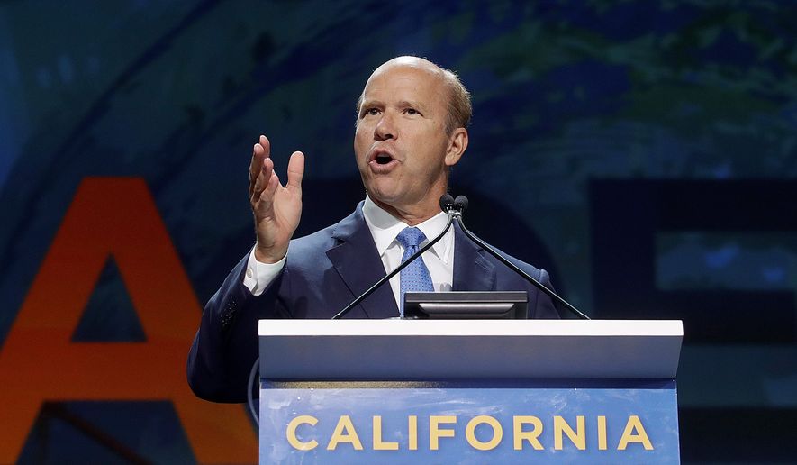 Democratic presidential candidate Rep. John Delaney, D-Md., speaks during the 2019 California Democratic Party State Organizing Convention in San Francisco, Sunday, June 2, 2019. (AP Photo/Jeff Chiu) ** FILE **