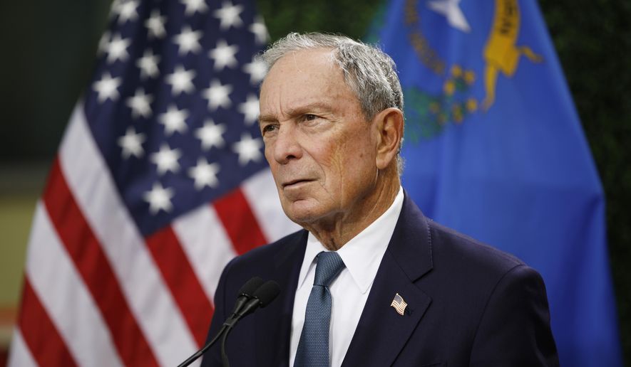 In this Feb. 26, 2019, file photo, former New York City Mayor Michael Bloomberg speaks at a news conference at a gun control advocacy event in Las Vegas. (AP Photo/John Locher, File)