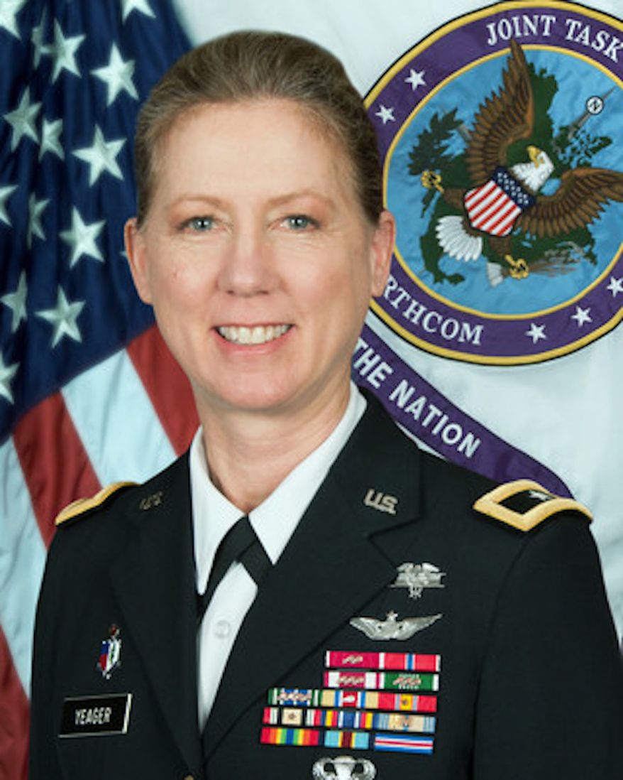 U.S. Army Brig. Gen. Laura L. Yeager. (Photo by Joint Task Force North. Sceenshot from https://www.jtfn.northcom.mil/About-Us/Biographies/Bio-Article-View/Article/1266386/us-army-brig-gen-laura-l-yeager/)