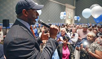 Former Florida Democratic gubernatorial nominee Andrew Gillum speaks to supporters during a gathering at the Florida Democratic Party state conference, Friday, June 7, 2019, in Orlando, Fla. (AP Photo/John Raoux)