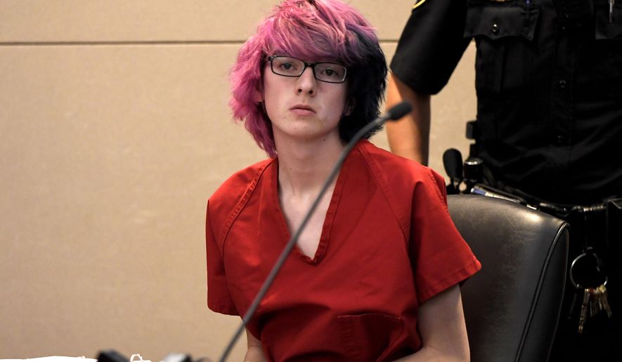File - In this May 15, 2019, file photo, STEM School Highlands Ranch shooting suspect Devon Erickson makes a court appearance at the Douglas County Courthouse in Castle Rock, Colo. Erickson, one of two students charged in a Colorado school shooting that killed one student and injured eight others, will have his next court hearing in September. A preliminary hearing for the 18-year-old was set for Sept. 24-26 by a judge during a brief court appearance on Friday, June 7, 2019. (Joe Amon/The Denver Post via AP, Pool, File)