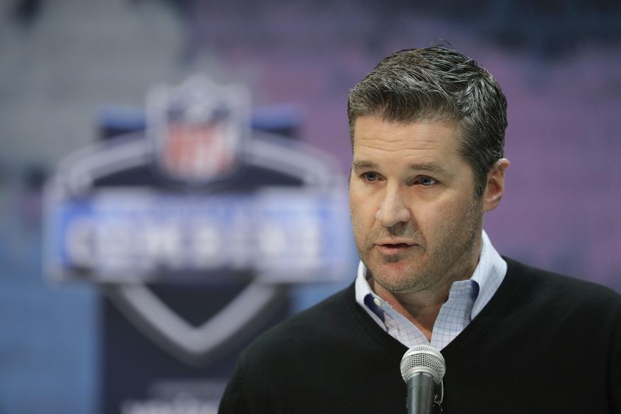 FILE - In this Thursday, Feb. 28, 2019 file photo, Houston Texans general manager Brian Gaine speaks during a press conference at the NFL football scouting combine in Indianapolis. The Houston Texans have abruptly fired general manager Brian Gaine less than 18 months after he took the job. The team announced the move Friday, June 7, 2019 with a statement from team owner Cal McNair, who said only that “while the timing may be unusual, this decision was made in the best interest of the organization in our quest to build a championship team.” (AP Photo/Darron Cummings, File)