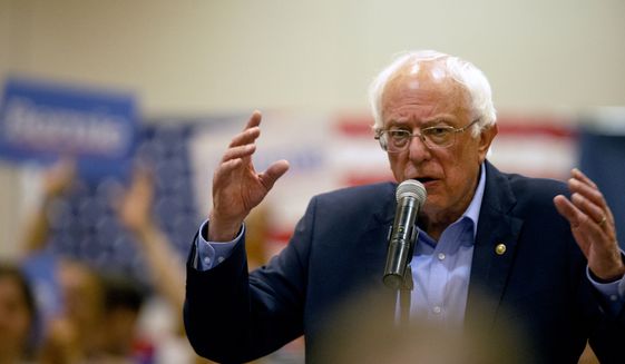 Democratic presidential candidate Bernie Sanders speaks to audience members during a campaign stop at Grand River Center in Dubuque, Iowa, Sunday, June 9, 2019. (Eileen Meslar/Telegraph Herald via AP)