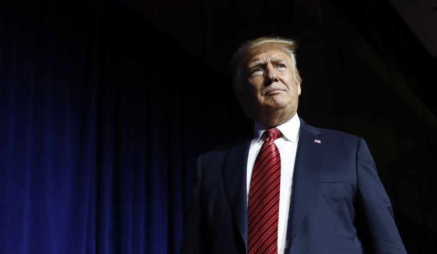 President Donald Trump steps onstage to speak at the Republican Party of Iowa's annual dinner in West Des Moines, Iowa, Tuesday, June 11, 2019. (AP Photo/Patrick Semansky) **FILE**