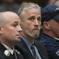 Entertainer and activist Jon Stewart lends his support to firefighters, first responders and survivors of the Sept. 11, 2001, terror attacks at a hearing by the House Judiciary Committee as it considers permanent authorization of the Victim Compensation Fund, on Capitol Hill in Washington, Tuesday, June 11, 2019. (AP Photo/J. Scott Applewhite) ** FILE **
