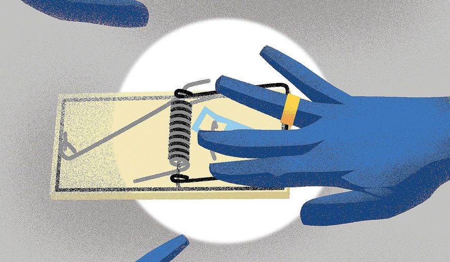Illustration on politicians who evade the consequences of their actions by Linas Garsys/The Washington Times