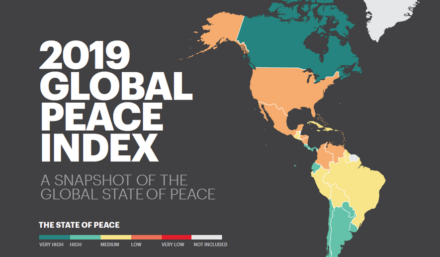 Annual global index rates the U.S. the 128th most peaceful nation on Earth, with Iceland in first place, and Afghanistan in last. (Institute of Economics &amp; Peace)