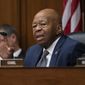 House Oversight and Reform Committee Chairman Elijah E. Cummings, D-Md., joined at left by Rep. Jim Jordan, R-Ohio, the ranking member, considers whether to hold Attorney General William Barr and Commerce Secretary Wilbur Ross in contempt for failing to turn over subpoenaed documents related to the Trump administration&#39;s decision to add a citizenship question to the 2020 census, on Capitol Hill in Washington, Wednesday, June 12, 2019. (AP Photo/J. Scott Applewhite) ** FILE **