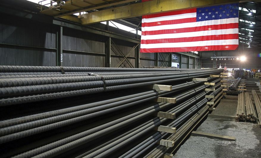In this May 9, 2019, photo, steel rods produced at the Gerdau Ameristeel mill in St. Paul, Minn. await shipment. Last week's flareup over the Mexico tariffs may prove to be a pivotal juncture. The spat was especially alarming to businesses because it came seemingly out of nowhere. Less than two weeks earlier, President Donald Trump had lifted tariffs on Mexican and Canadian steel and aluminum, action that seemed to signal warmer commercial ties between the United States and its neighbors. (AP Photo/Jim Mone) **FILE**