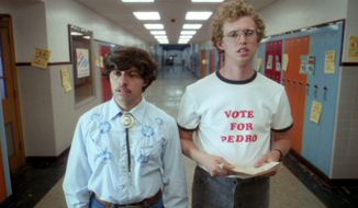 This 2004 photo provided by Twentieth Century Fox and Paramount Pictures shows Jon Heder, as Napoleon Dynamite, right, and Efren Ramirez, as Pedro, in a scene from the cult classic comedy &amp;quot;Napoleon Dynamite.&amp;quot; (Twentieth Century Fox/Paramount Pictures via AP)