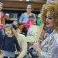A drag queen reads to children during the Feminist Press&#39; presentation of Drag Queen Story Hour at the Park Slope Branch of the Brooklyn Public Library, in New York, May 13, 2017. (AP Photo/Mary Altaffer) ** FILE **