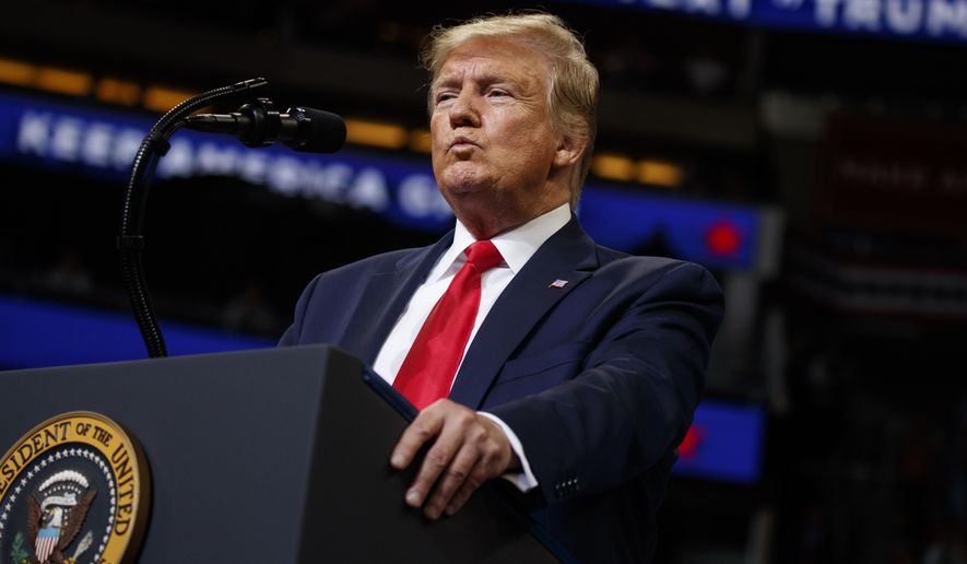 President Donald Trump speaks during his re-election kickoff rally at the Amway Center, Tuesday, June 18, 2019, in Orlando, Fla. (AP Photo/Evan Vucci)