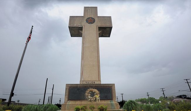 In this May 7, 2014, file photo, the World War I memorial cross is pictured in Bladensburg, Md. (Algerina Perna /The Baltimore Sun via AP, File)