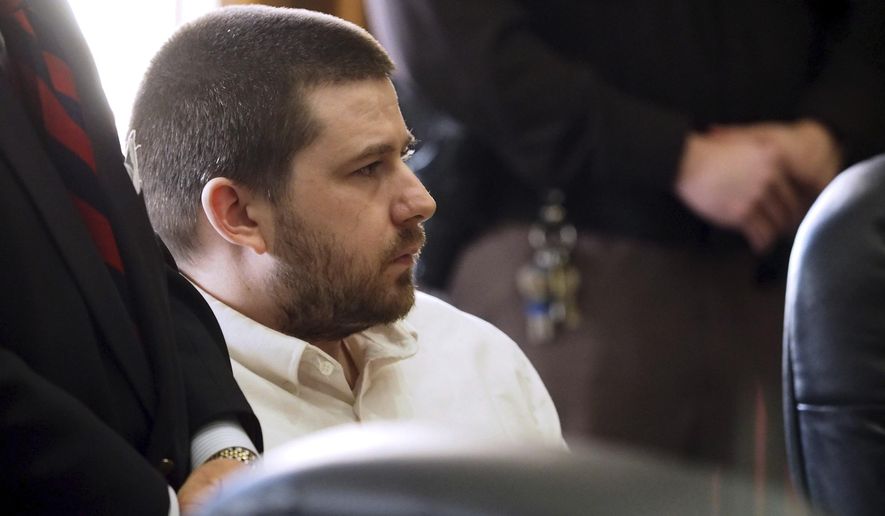 FILE - In this Feb. 12, 2018, file photo, Zachary Patten appears in Kalamazoo County Circuit Court in Kalamazoo, Mich. Patten, Patten has been sentenced to a second life sentence without parole for killing his ex-wife's husband. Patten was convicted in May of first-degree murder and other charges in connection with the death of Shane Richardson at the victim's home in Florence Township during a July 2017 crime spree. WOOD-TV report s he was sentenced Friday June 21, 2019. (Mark Bugnaski/Kalamazoo Gazette via AP, File)