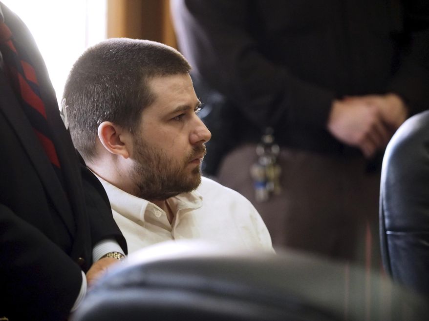 FILE - In this Feb. 12, 2018, file photo, Zachary Patten appears in Kalamazoo County Circuit Court in Kalamazoo, Mich. Patten, Patten has been sentenced to a second life sentence without parole for killing his ex-wife's husband. Patten was convicted in May of first-degree murder and other charges in connection with the death of Shane Richardson at the victim's home in Florence Township during a July 2017 crime spree. WOOD-TV report s he was sentenced Friday June 21, 2019. (Mark Bugnaski/Kalamazoo Gazette via AP, File)