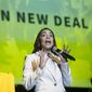Rep. Alexandria Ocasio-Cortez, D-N.Y., addresses the Road to the Green New Deal Tour final event at Howard University in Washington, Monday, May 13, 2019. (AP Photo/Cliff Owen) ** FILE **