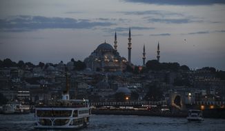 This photo shows a view of Istanbul&#39;s skyline with the Suleymaniye Mosque, in the background, Saturday June 22, 2019. (AP Photo/ Emrah Gurel)