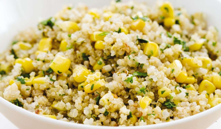 This undated photo provided by America's Test Kitchen in June 2019 shows No-Fuss Quinoa With Corn and Jalapeno in Brookline, Mass. This recipe appears in the cookbook “The Complete Slow Cooker.” (Daniel J. van Ackere/America's Test Kitchen via AP)