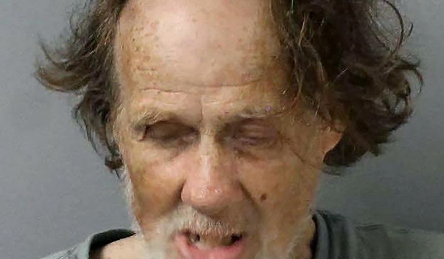 This Wednesday, June 26, 2019 booking photo from the Metro Nashville Police Department shows Timothy Donahoe. Police have arrested the homeless man in Tennessee who is accused of pushing a woman into traffic after she refused to give him money. News outlets report Donahoe was arrested Wednesday and charged with assault and reckless endangerment. (Metro Nashville Police Department via AP)