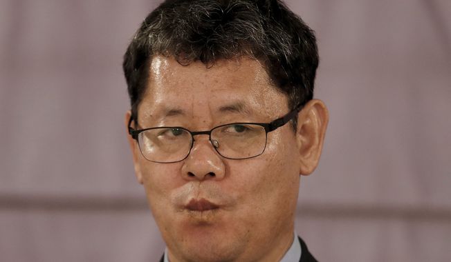 In this Wednesday, June 26, 2019, photo, South Korean Unification Minister Kim Yeon-chul listens to a question during a group interview at a hotel in Seoul, South Korea. The U.S. and North Korea both feel the need to resume diplomacy and are trying to narrow their differences for new summit talks, Kim said as he contrasted their efforts with the tensions surrounding Iran&#x27;s collapsing nuclear accord. (AP Photo/Ahn Young-joon)