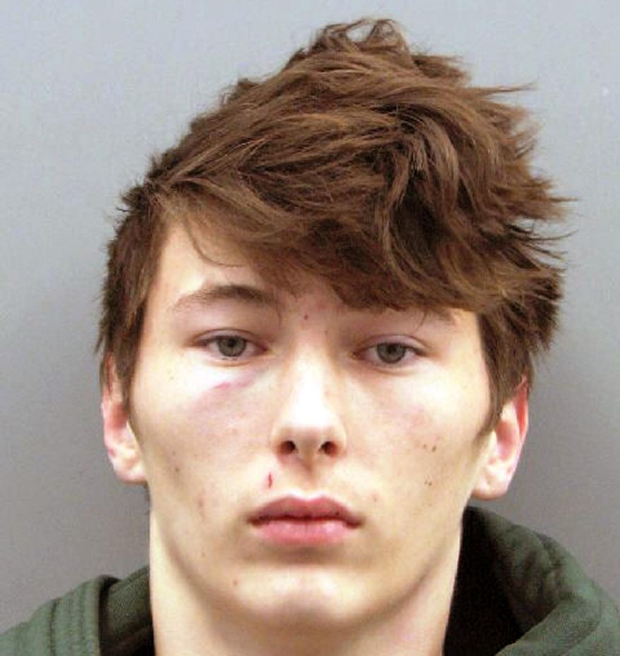 This undated Henderson Detention Center photo shows Noah Hadley, 18, following his arrest early Friday, June 28, 2019. Police say Hadley was jailed on a murder charge in the fatal shooting of his 19-year-old girlfriend at a home in Henderson, Nev. The woman's name wasn't immediately made public. (Henderson Police Department via AP)