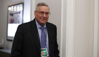 FILE - In this May 22, 2019 file photo, Terry Pegula, arrives to the NFL football owners meeting in Key Biscayne, Fla.  Rather than fullfilling his promise of delivering Buffalo a championship, Pegula has instead overseen a team that&#39;s endured fitful starts and stops, gone through a revolving door of players and coaches, and is in the midst of a franchise-worst eight-year playoff drought, the NHL&#39;s longest active streak.  (AP Photo/Brynn Anderson, File )