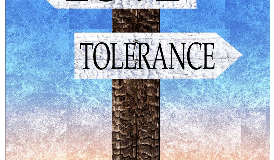 Illustration on love and tolerance by Alexander Hunter/The Washington Times