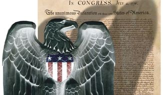 Illustration on Independence Day by Alexander Hunter/The Washington Times
