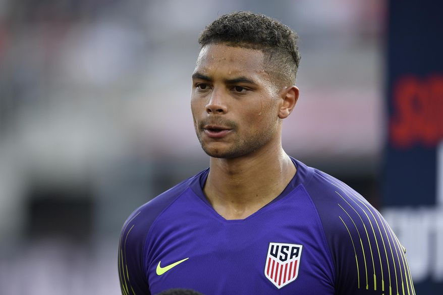FILE - In this June 5, 2019 file photo, United States goalkeeper Zack Steffen (1) stands on the field before an international friendly soccer match against Jamaica, in Washington. The U.S. men's soccer tries to win a trophy on Sunday, July 7, when they face Mexico at Soldier Field in the final of the CONCACAF Gold Cup, the championship of North and Central America and the Caribbean. (AP Photo/Nick Wass, File)