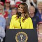 First lady Melania Trump speaks to supporters at a rally where President Donald Trump formally announced his 2020 re-election bid Tuesday, June 18, 2019, in Orlando, Fla. (AP Photo/John Raoux)
