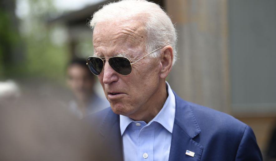 Democratic presidential candidate and former Vice President Joe Biden arrives to speak with reporters outside a restaurant, Sunday, July 7, 2019, in Charleston, S.C. (AP Photo/Meg Kinnard)