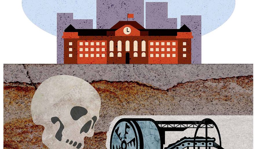 Polluting the School Illustration by Greg Groesch/The Washington Times
