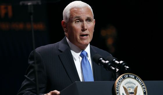 Vice President Mike Pence speaks at the Christians United for Israel&#x27;s annual summit, Monday, July 8, 2019, in Washington. (AP Photo/Patrick Semansky)