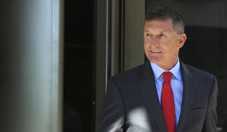 In this July 10, 2018, file photo, former Trump National Security Adviser Michael Flynn leaves the federal courthouse in Washington, following a status hearing. (AP Photo/Manuel Balce Ceneta, File) **FILE**