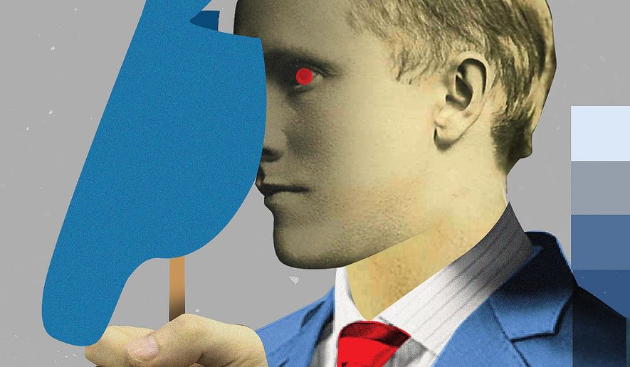 Illustration on illusion and reality in Democratic politics by Linas Garsys/The Washington Times